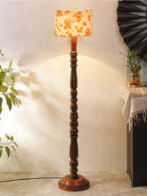 Multicolor Cotton Wooden Floor Lamp